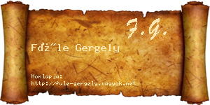 Füle Gergely névjegykártya